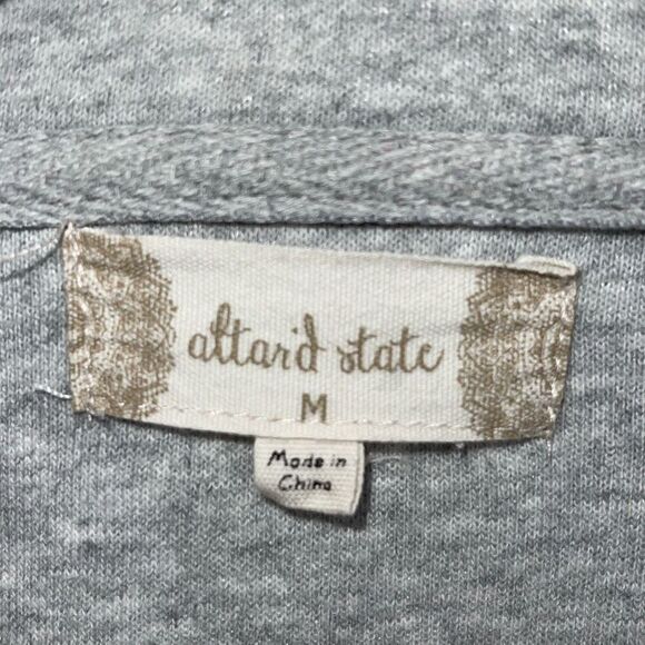 Altar’d State Women’s Reversed Sweatshirt Medium Gray Button Up Flannel Casual C - Picture 5 of 8